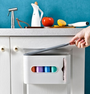 Distributeur mural carré grand format sans perçage pour sacs poubelles, support en plastique avec couvercle <span class=keywords><strong>et</strong></span> fenêtre visible - Product Image 4