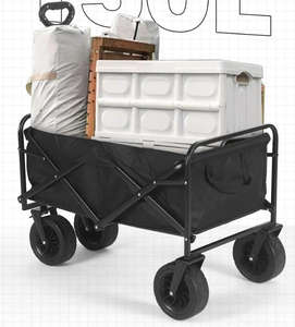 Chariot pliable robuste en acier inoxydable, chariot utilitaire tout-terrain pliable pour jardin, camping, plage, chariot à main portable - Product Image 4