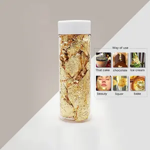 Feuille d'or pour gâteau, <span class=keywords><strong>papier</strong></span> doré 24 carats, feuilles de feuille d'or pour dorure, feuille métallique pour décoration de gâteaux, desserts, beauté, feuille d'or - Product Image 2