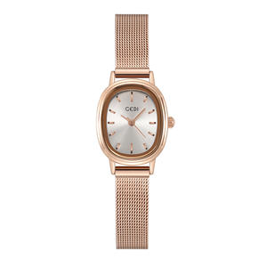 Reloj de cuarzo para mujer, elegante y con estilo, con esfera ovalada verde pequeña y diseño de malla. - Product Image 3