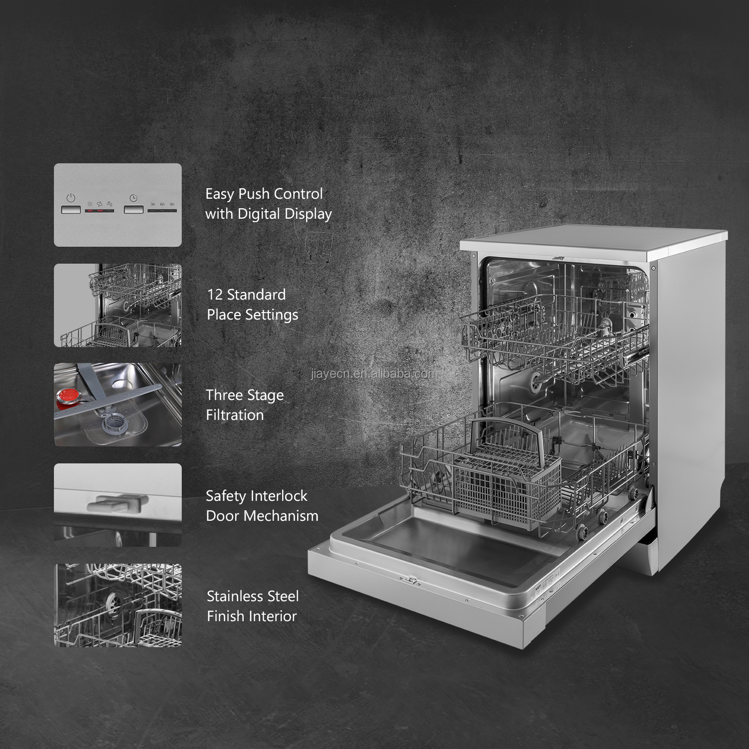 Hot Sale 45cm Freestanding Smart Electric Household Dishwasher New Design High Quality 10-Set Big Automatic Cavity Dishwashers