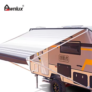 Auvent rétractable imperméable W5600 en tissu PVC vinyle, cadre blanc/noir, commande manuelle pour <span class=keywords><strong>caravane</strong></span>, camping-car, fourgon aménagé - Product Image 3