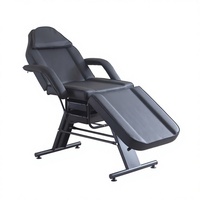 Lit de massage moderne pliable et surélevé pour tatoueurs et barbiers, avec cadre métallique réglable, revêtement en cuir, éponge haute densité et haute résistance