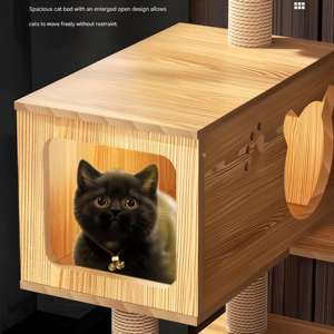 Pohon Kucing Kayu Multi-Level Khusus Kucing Munchkin dengan Kapsul Luar Angkasa, Furnitur Hewan Peliharaan Hemat-Ruang yang Stabil - Product Image 4