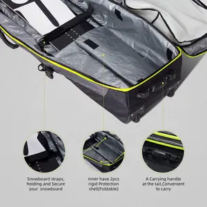 Grande attrezzatura da sci impermeabile per viaggi aerei scarponi da sci zaino da sci imbottito borsa da Snowboard con costole di protezione per ruote