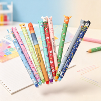 Stylos gel en plastique mignons de style dessin animé en bleu avec une largeur d'écriture de 0,5 mm, effaçables, pour le bureau et l'école, encre gel, marque OEM