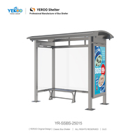 Abri de bus solaire en acier inoxydable Yeroo avec banc et écran LED, mobilier urbain extérieur pour l'attente publique