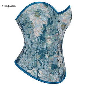 زي القراصنة من عصر النهضة 12 غراء عظام مشد قوطي بدون حمالة مشد أزرق - Product Image 3