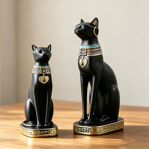 Top Rhyme Egyptian Cat Figurine Set 3 Sizes Artistic Home Decor Living Room Entryway Gift - Product Image 3