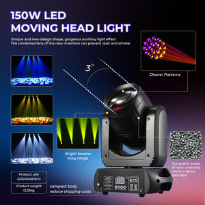 Yunqiミニビーム150W LEDムービングヘッドライト12CH <span class=keywords><strong>DMX</strong></span>サウンドアクティブRGBW IP33 18プリズム6000KディスコDJパーティーステージナイトクラブ - Product Image 3