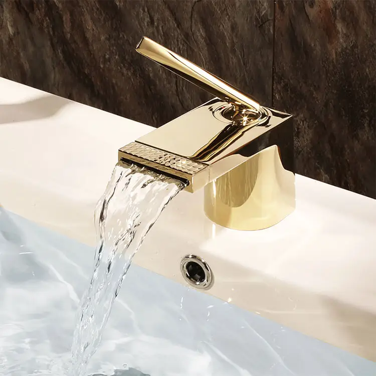 Holmine New Design Wash Single Lever Mixer Gold Tap Bathroom Basin Faucet