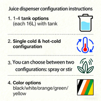 Machine à smoothie et à slush professionnelle à réservoir unique, distributeur de jus avec rinçage par pulvérisation, 16L, compacte, vente en usine