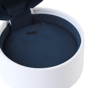 Premium Quality White Round Pu <b>Ring</b> Necklace Jewelry Box with Dual-purpose Lining High Grade Jewelry Box - Product Image 4