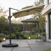 Parasol cantilever robuste de 3 m, résistant au vent, en aluminium renforcé, avec inclinaison à 360 degrés pour jardin et cour