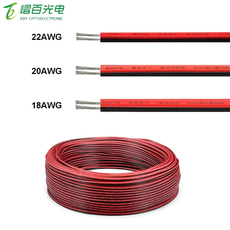 18 20 22 AWG Electric Wire 2pin SM JST Connector Red Black Wire 5/100m Extension Cable For LED Strip Lamp Bulb Speakers Audio