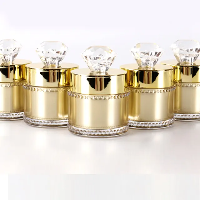 Dubaï arabe 5g 15g 30g 50g emballage cosmétique or brillant luxe cosmétique pot crème conteneur acrylique pot avec bouchon transparent