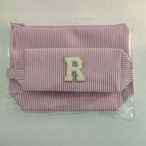 Juego de 2 Bolsas Pequeñas Personalizadas con Logotipo, Bolsas de Maquillaje Preppy con Parche de Letras de Chenilla para Mujeres y Adolescentes - Product Image 6