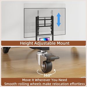 Meuble TV moderne <span class=keywords><strong>en</strong></span> bois avec roulettes et tiroir <span class=keywords><strong>en</strong></span> tissu, centre de divertissement pour salon avec prise de courant, idéal pour usage commercial - Product Image 2