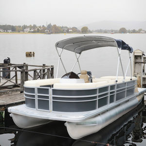 Bote pontón sencillo asequible de 18 pies con asientos de toldos y motor fuera de borda para fiestas familiares o en <span class=keywords><strong>alquiler</strong></span> - Product Image 1