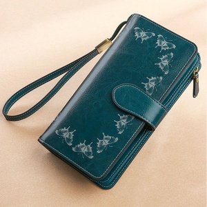 Large Capacity Vintage Style Ladies' Clutch <b>Wallet</b> Multifunctional Fashion Leather Thread Polyester <b>Long</b> Zipper RFID Open - Product Image 6