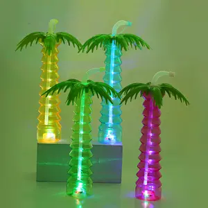 Bouteille lumineuse en plastique avec feuille de palmier, 1 pièce, promotion de prix bas, gobelet à boire, en plastique