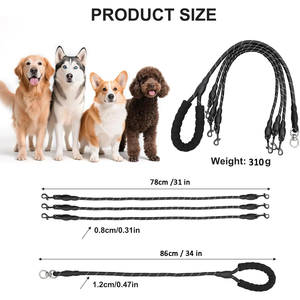 Laisse pour chiens en polytérylène, multi-têtes, double tête, détachable, pour la promenade, avec système de traction 'One Pull Three' et 'One Pull Two' - Product Image 3