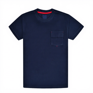 SAAR INDUSTRIES Camisetas de Manga Corta para Hombre, Color Azul Marino, 350gsm, Algodón/Fibra de Bambú, Talla Grande, Diseño con Bolsillo Frontal, Gran Venta - Product Image 1
