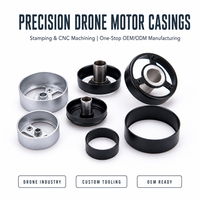 Boîtier de moteur de drone en aluminium, pièces estampées, boîtier de moteur usiné CNC pour drone sans balais, OEM ODM, logo personnalisé, CE RoHS IATF16949