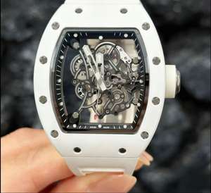 Montres de luxe RM055 blanches à prix de gros, <span class=keywords><strong>Richard</strong></span>, saphir, sport, étanches, bracelet en caoutchouc de 22 mm, fonctionnalité de cadran - résistant à l'eau - Product Image 1