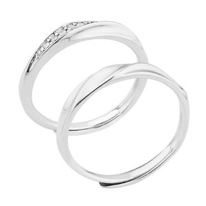 Vente flash - Bagues en argent 925 pour couple, design géométrique avec diamants, pour mariages et fiançailles, cadeaux de la Saint-Valentin pour hommes et femmes - Product Image 5