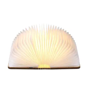 Tragbare 3 Farben Kreative LED Buch Nachtlicht Holz 5V USB wiederauf ladbare magnetische faltbare Tisch lampe Home Decoration