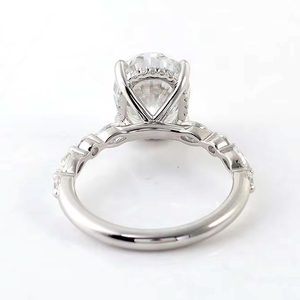 Anillo de Moissanita con Corte Ovalado DEF VVS, Personalizado en Oro Blanco Sólido de 14K o 18K, Joyería Fina, Anillos, Regalo de Navidad <span class=keywords><strong>para</strong></span> Mujeres y Hombres - Product Image 3