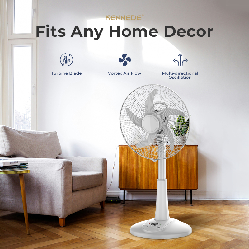 KENNEDY 16-Inch Solar DC Rechargeable Standing Fan 3-speed