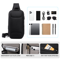 Sac de poitrine en polyester imperméable antivol grande capacité, sac à bandoulière pour homme, sports de plein air, trajets quotidiens, vente en gros