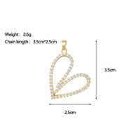 [Copper True Gold] Pendentif en zircon micro-incrusté, grand cœur exagéré, simple, fait main, pour bijoux DIY transfrontaliers, Matchi