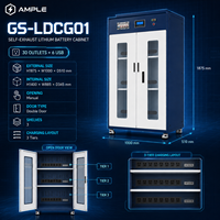 Armoire de charge et de stockage de batteries au lithium, ventilée, en acier, 30 prises, 6 USB, pour laboratoire industriel, fourniture OEM ODM