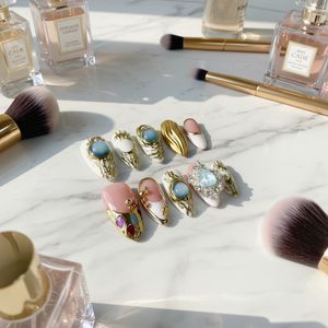<span class=keywords><strong>Faux</strong></span> ongles à presser faits main, style européen et américain, en métal, avec relief métallique, effet glacé, design 'Pure Desire' français, forme amande, finition 'Cameo'. - Product Image 6