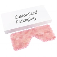 Máscara de Ojos Refrescante de Cuarzo Rosa, Máscara de Ojos de Cristal Rosa Natural, Máscara de Ojos Hecha a Mano con Cuentas de Piedras Preciosas, Máscara de Ojos para Terapia de Frío