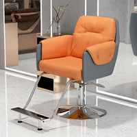 Chaise de barbier de salon avec revêtement en cuir PU, design contemporain, pompe hydraulique et base ronde pour usage commercial