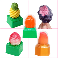 PoPI CAT Es Krim Bentuk 3D Buatan Tangan Rasa Campuran Nanas Anggur Jeruk Leci Mangga Buah Tropis Beku Kotak Camilan