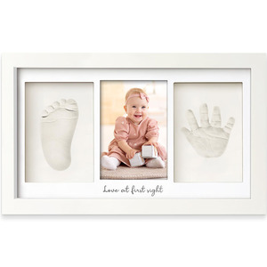 Empreinte de main en argile créative et cadre photo empreinte de bébé cadeaux de nouvelle maman personnalisés pour nouveau-né pépinière bricolage cadre photo de pépinière - Product Image 1