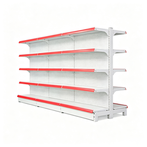 Étagère gondole métallique robuste à 4 niveaux, autoportante, pour supermarché, avec étagères réglables, revêtement en poudre époxy - Product Image 4