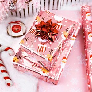 Christmas <b>Wrapping</b> <b>Paper</b> Pink Santa Reindeer Snowflake 17 In X 32.8 Ft Roll Gift Craft Recyclable - Product Image 2