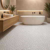 Mosaïque de galets de marbre blanc, pierre naturelle, finition polie et irrégulière, pour mur de salle de bain, sol de douche, crédence de cuisine