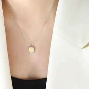 Ins titan thép bạc và mạ vàng vuông dangle Xoắn chuỗi cô gái Choker Vòng cổ