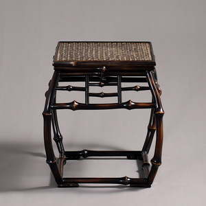 Tabouret de tambour en bambou de style Ming, carré, 33x31x41cm, table à thé durable, support pour bonsaï - Product Image 2