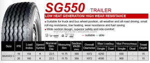 ยางรถบรรทุก ARDUZZA รุ่น SG550 ขนาด 385/65R22.5 ผลิตในจีน แบบเหล็กทั้งหมด TBR ไม่มียางใน ช่วยลดการเกิดสิ่งสกปรก - Product Image 5