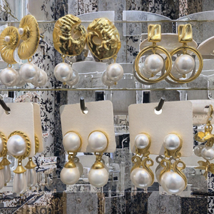 Boucles d'oreilles en acier inoxydable avec perles, plaquées or 18 carats, style français, élégantes, bijoux cadeau - Product Image 3