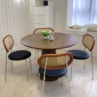 Ensemble table et chaises de salle à manger en bois massif, style vintage italien, personnalisable, pour cafés, salons de thé, bureaux de vente