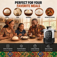 Pembuat Makanan Afrika Elektrik SWALLOW MAKER, untuk Tepung Jagung, Tepung Singkong, Banku, Fufu, Ugali, Nshima, dengan Kontrol Timer Dial Mekanis, juga untuk Sup